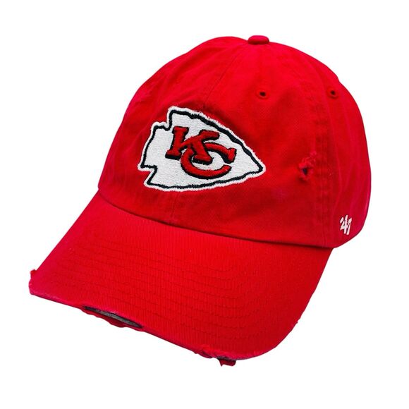 Kansas City Chiefs 47 Brand Hat Adult Red Distressed Strapback Cap - Picture 2 of 7